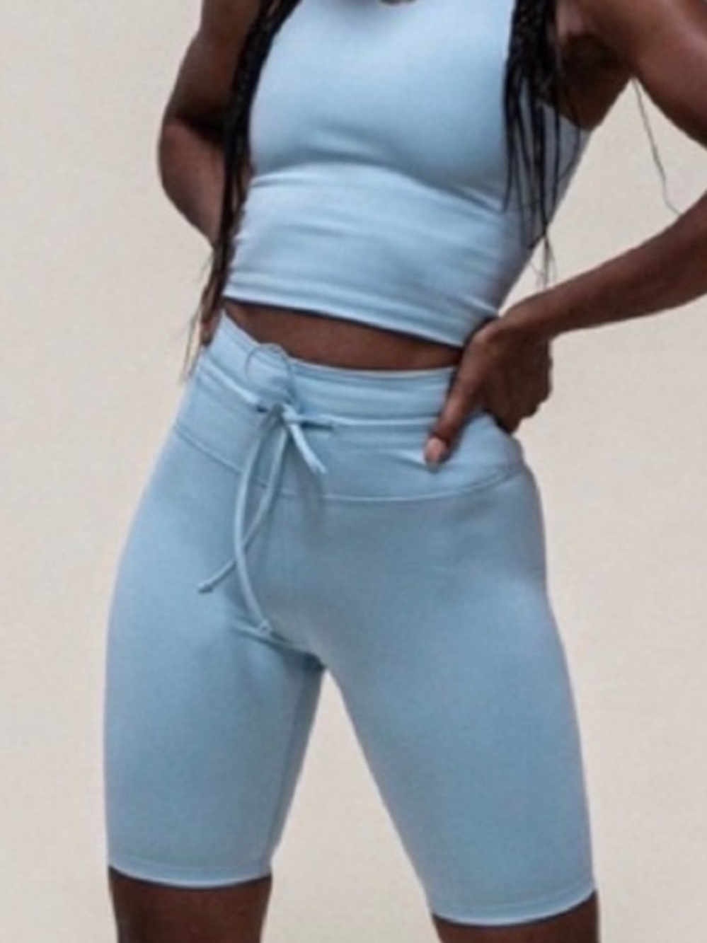 Girlfriend Collective Diana Biker Shorts Sky Blue Women’s Size XL in EUC!